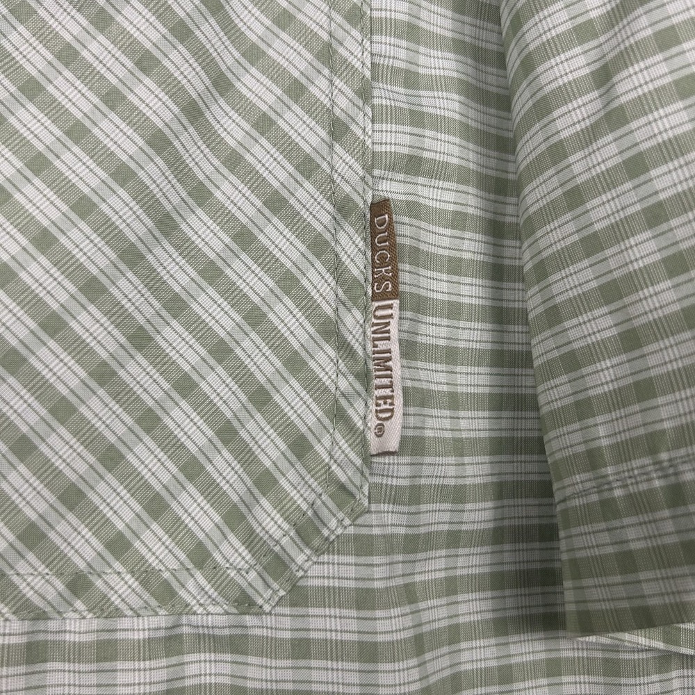 Ducks Unlimited Drake Waterfowl Shirt Large SS Button Down Green White Check - Picture 4 of 15
